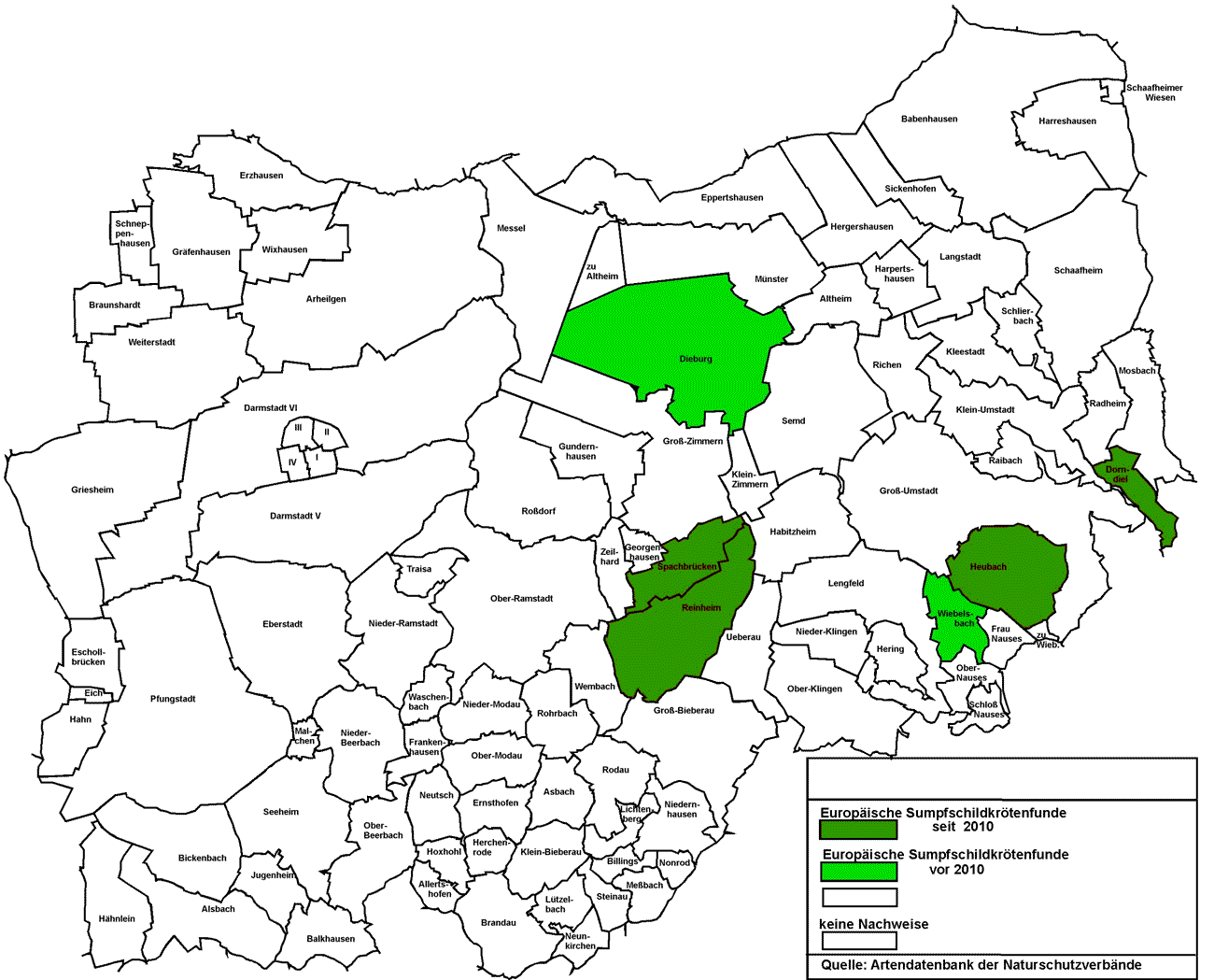 Europ. Sumpfschildkr�te Karte mit Nachweisen