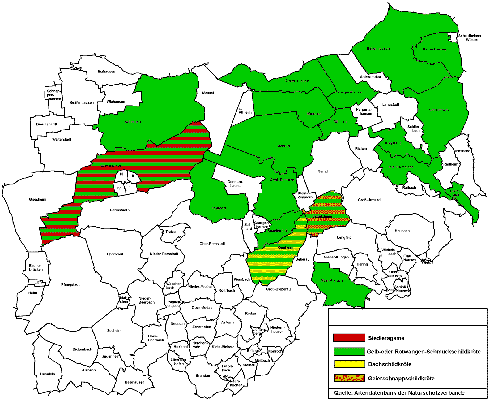 Exoten-Kriechtiere Karte mit Nachweisen